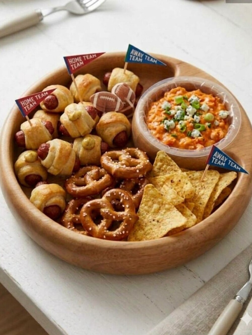 Crate&Barrel Vintage Chip & Dip Wood Server